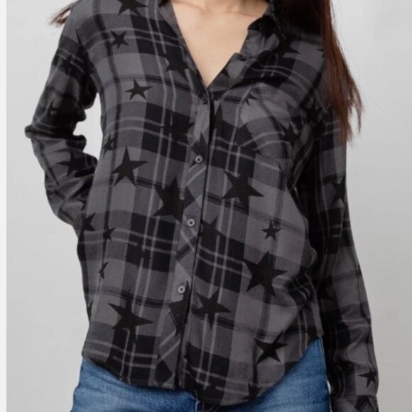 Rails Hunter Shirt Ash Twilight Stars sz M - Picture 4 of 11